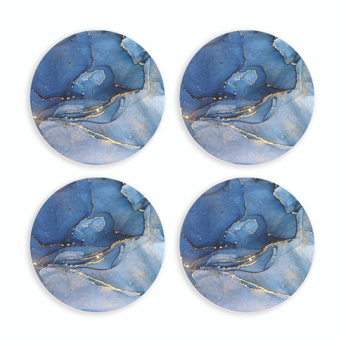 Picture of Christian Brands COCP0092 4 in. Blue Marble Ceramic Round Coaster Set&#44; Pack of 4