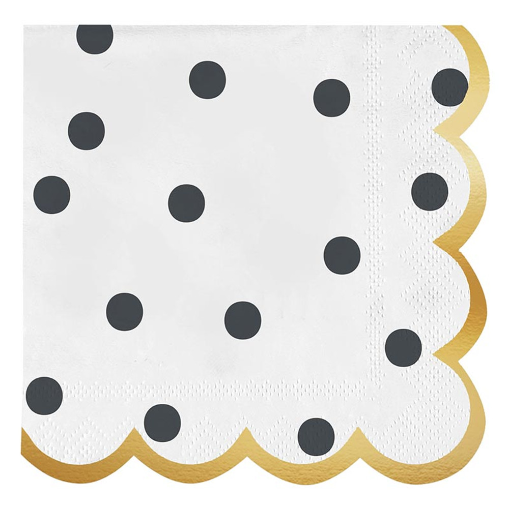 R0189 Scalloped Cocktail Napkins - Dots