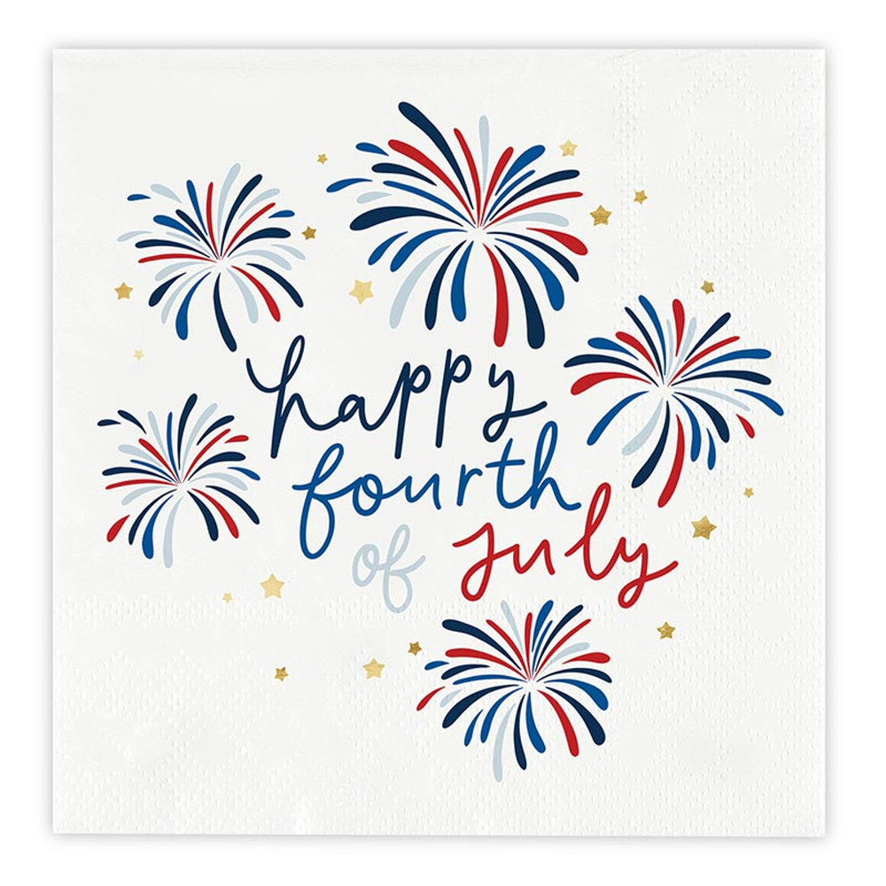 R1755 Foil Square Beverage Napkins - 4th of July