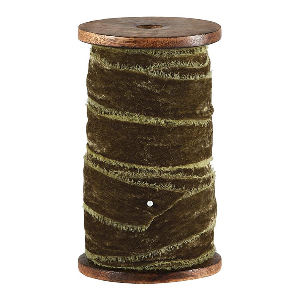 R0487 Frayed Velvet Spools - Moss
