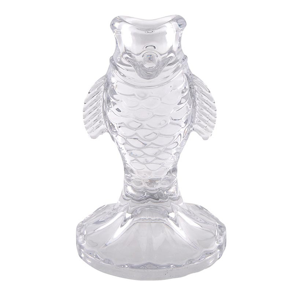 FMR238 Clear Glass Fish Taper Candle Holder