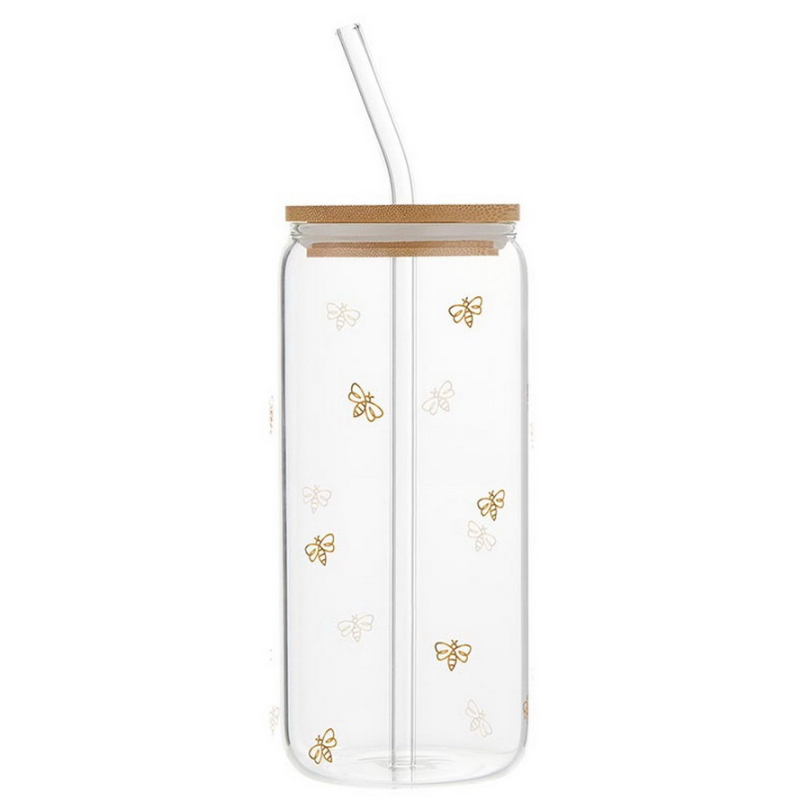 Picture of Christian Brands R0216 20 oz Sipping Pretty Glass Cold Brew Tumbler - Bee