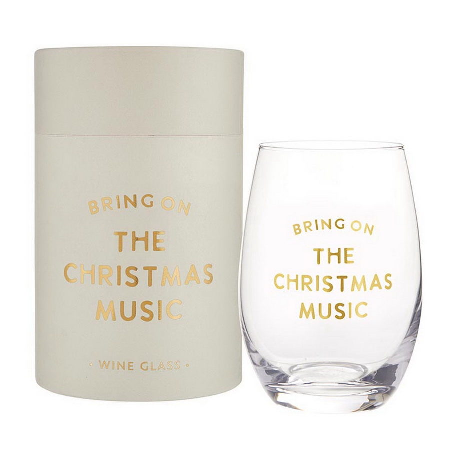 Picture of Christian Brands R0267 Holiday Stemless Wine Glass - Bring on the Christmas Music