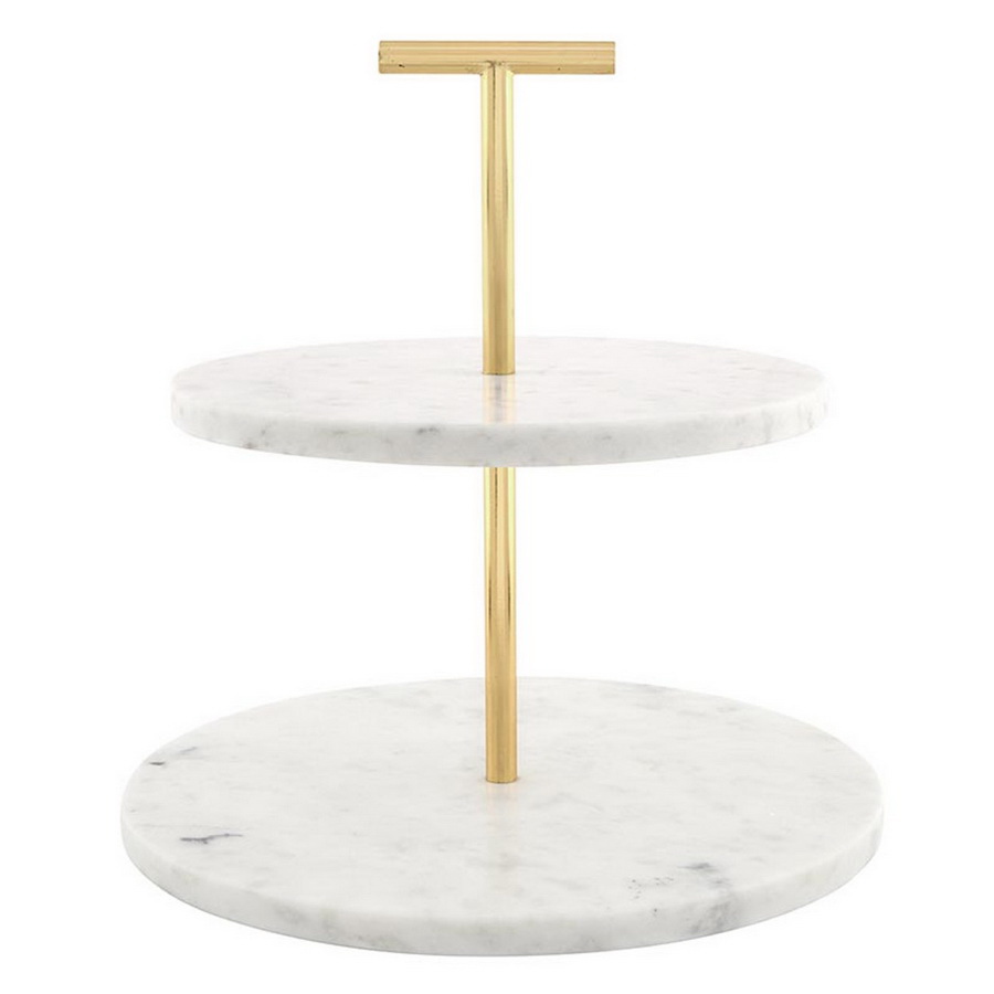 R0474 White Marble 2 Tiered Stand