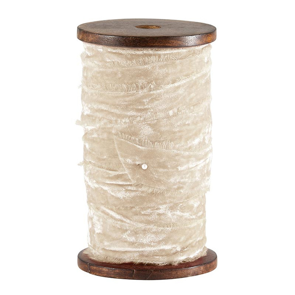 R0488 Frayed Velvet Spools - Ivory