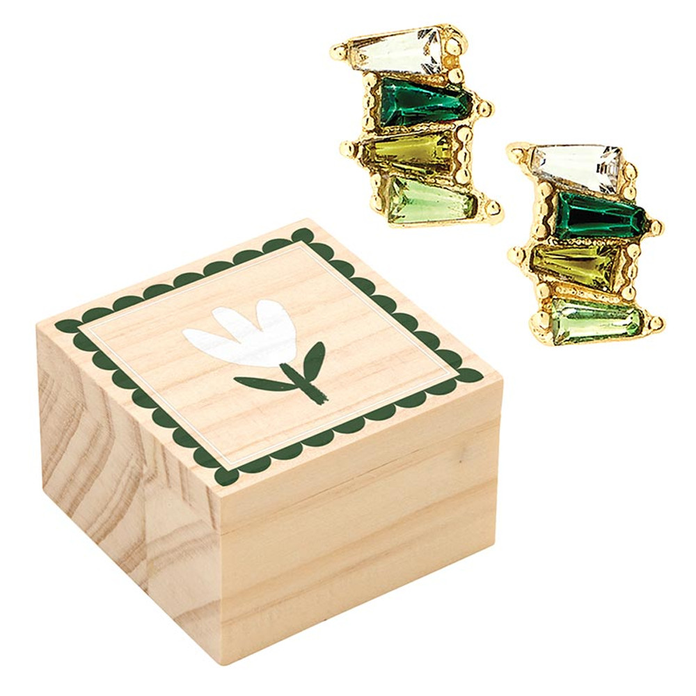 R0441 Treasure Box Earrings - Green