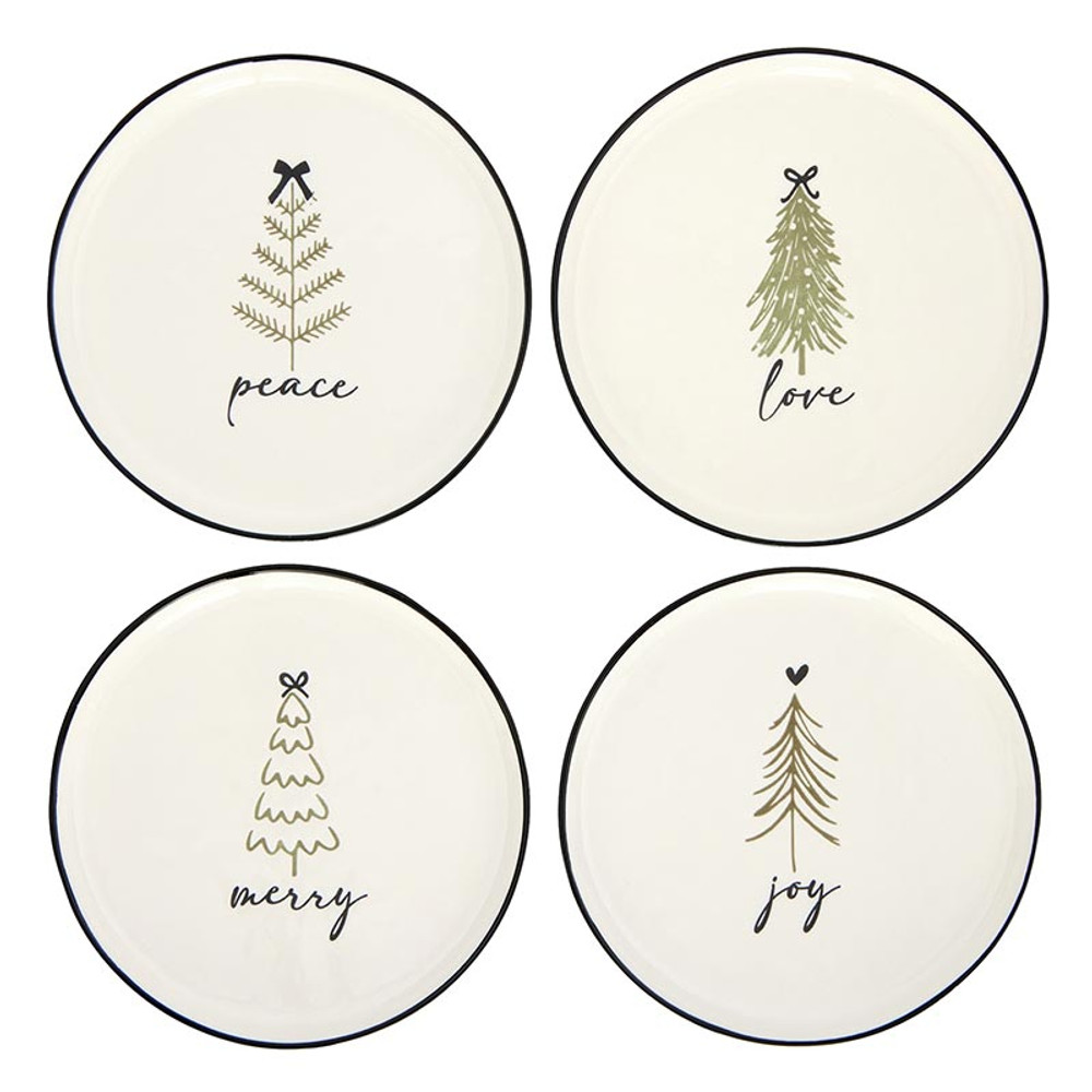 R0119 Ceramic Holiday Appetizer Plates - Merry Love Peace Joy