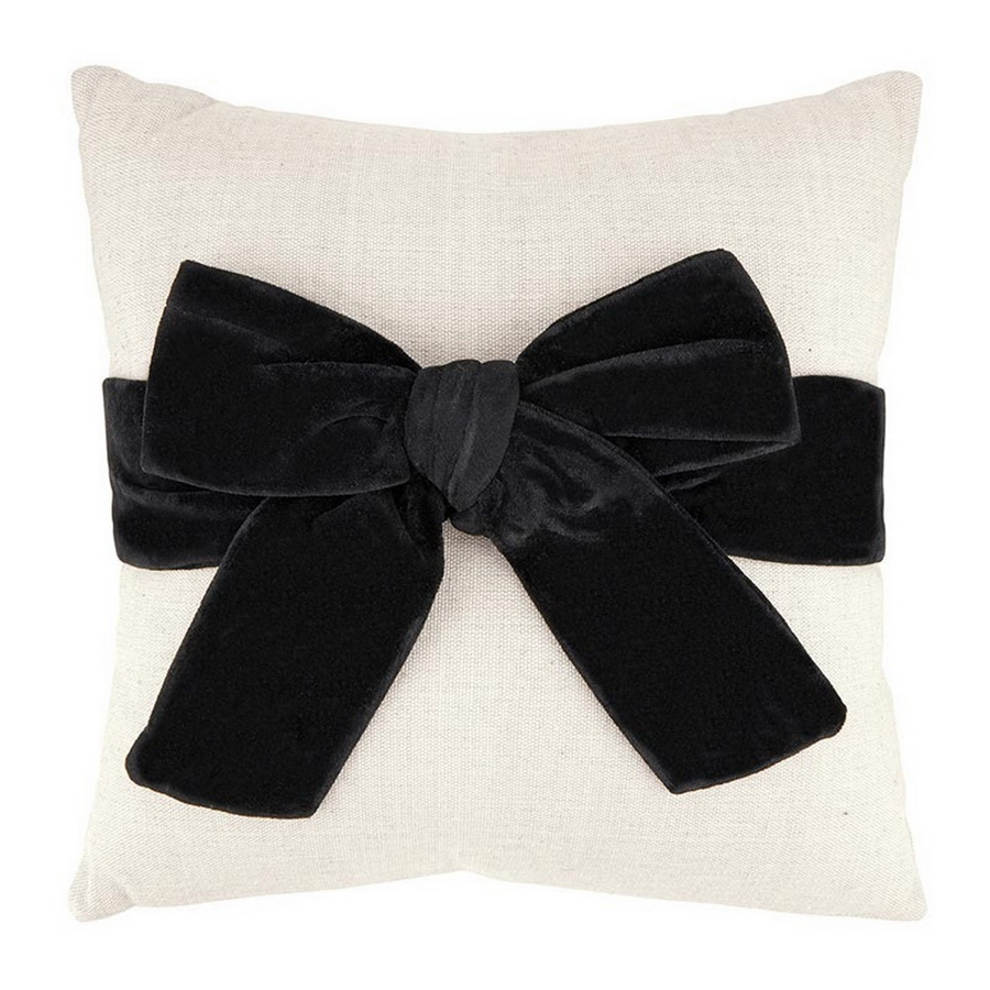 Picture of Christian Brands R0291 Holiday Velvet Bow Pillow - Black