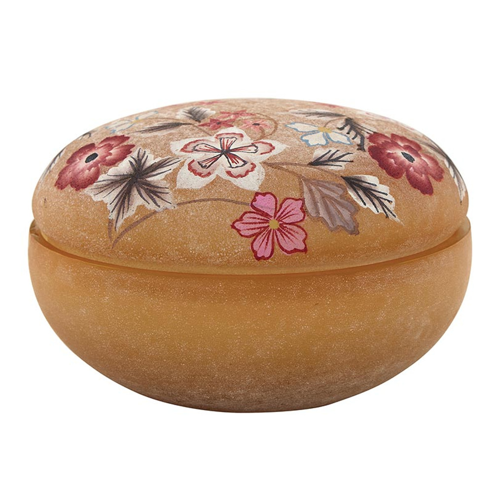 FMR222 Hand Painted Floral Jar Candle - Oudh Gold
