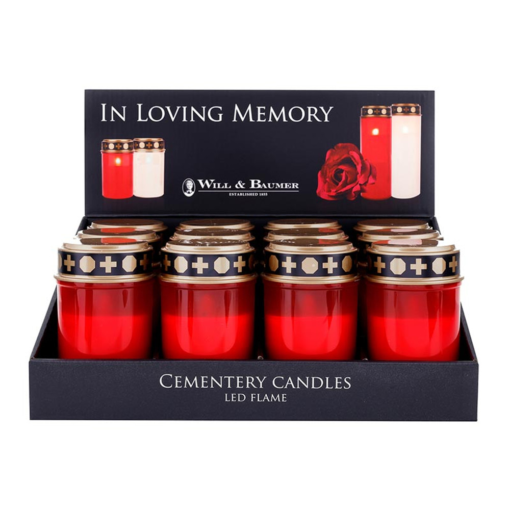 R2300 5 in. Red Cemetery LED Candle Light, Pack of 12