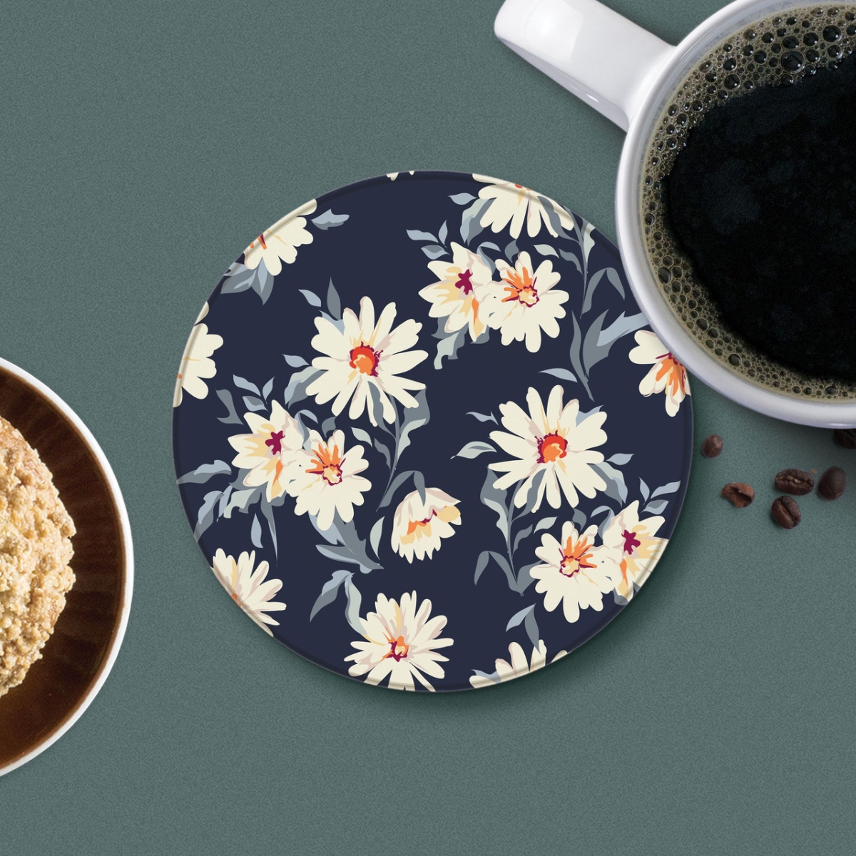 Picture of Christian Brands COC0140 4 in. Black Floral Round Coaster