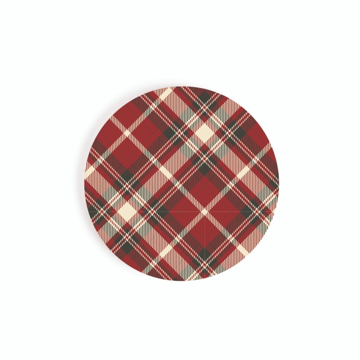 CST0803 2.75 in. Red Plaid Ceramic Car Coaster