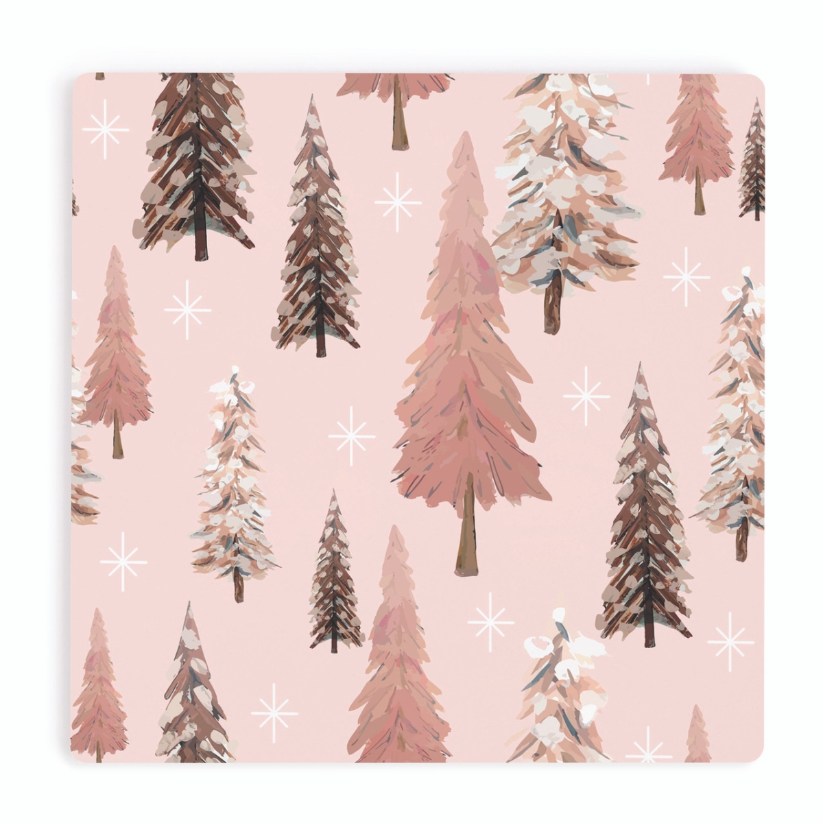 COA2106 4 x 4 in. Pink Trees Coaster