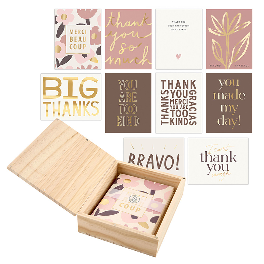 R1552 Greeting Card Set with Wood Box - Thank You