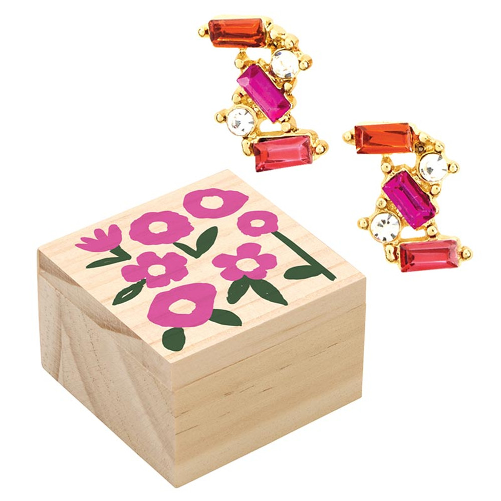 R0443 Treasure Box Earrings - Hot Pink