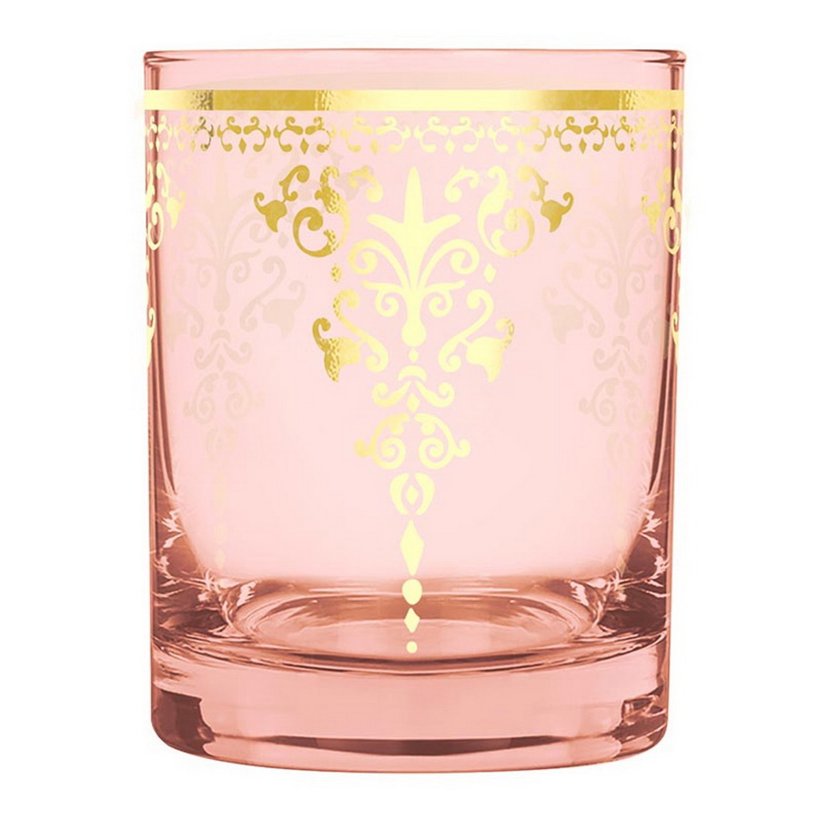Picture of Christian Brands R0085 Table Sugar DOF Rocks Glass - Pink with Gold Foil