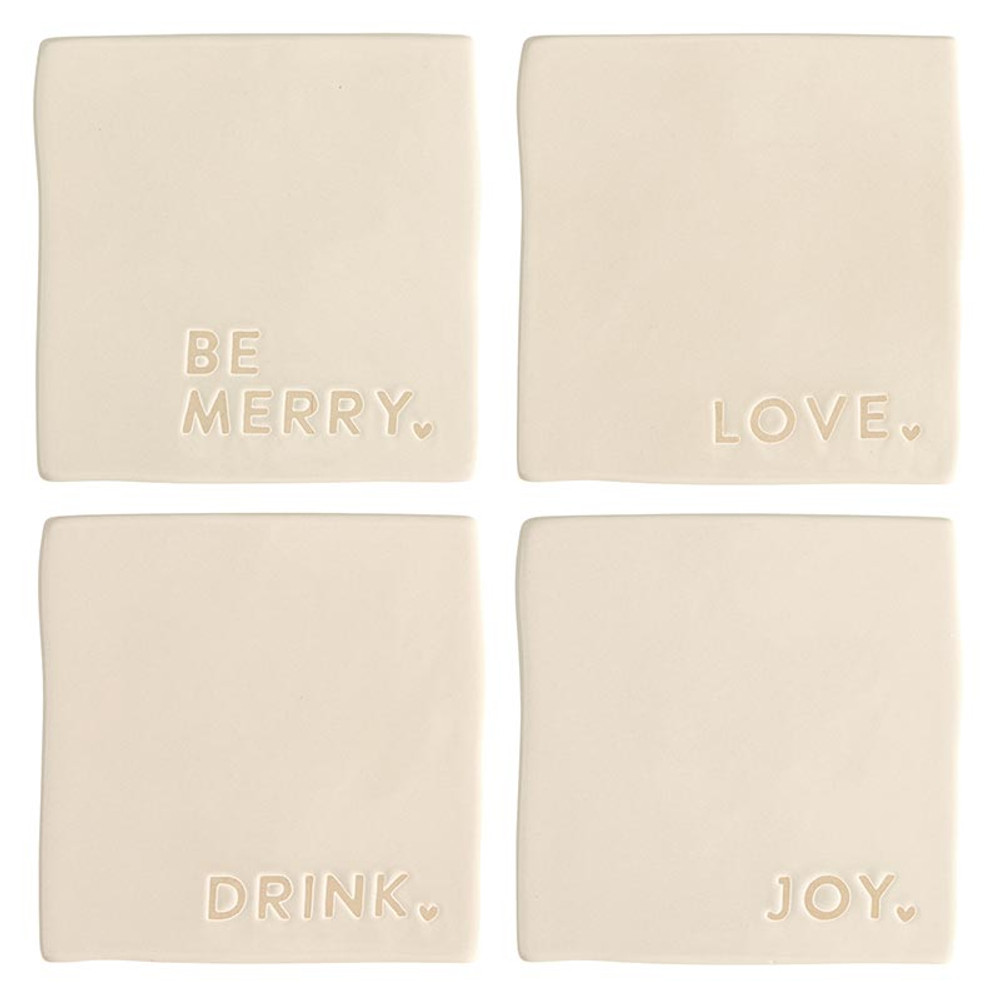 Picture of Christian Brands R0169 Ceramic Coasters - Joy Love Drink Be Merry - Set of 4