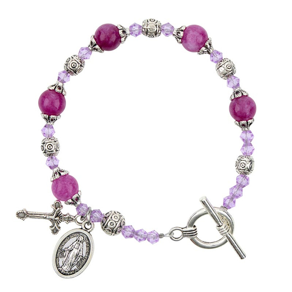 R2125 Amethyst Madonna Del Parto Rosary Bracelet
