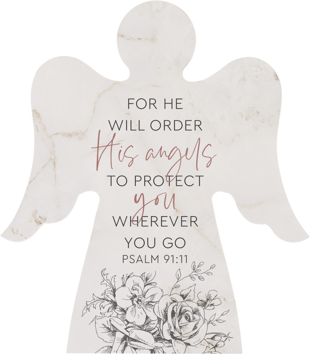 SAT0147 5.25 x 6 in. For He Will Angel Shape Sign