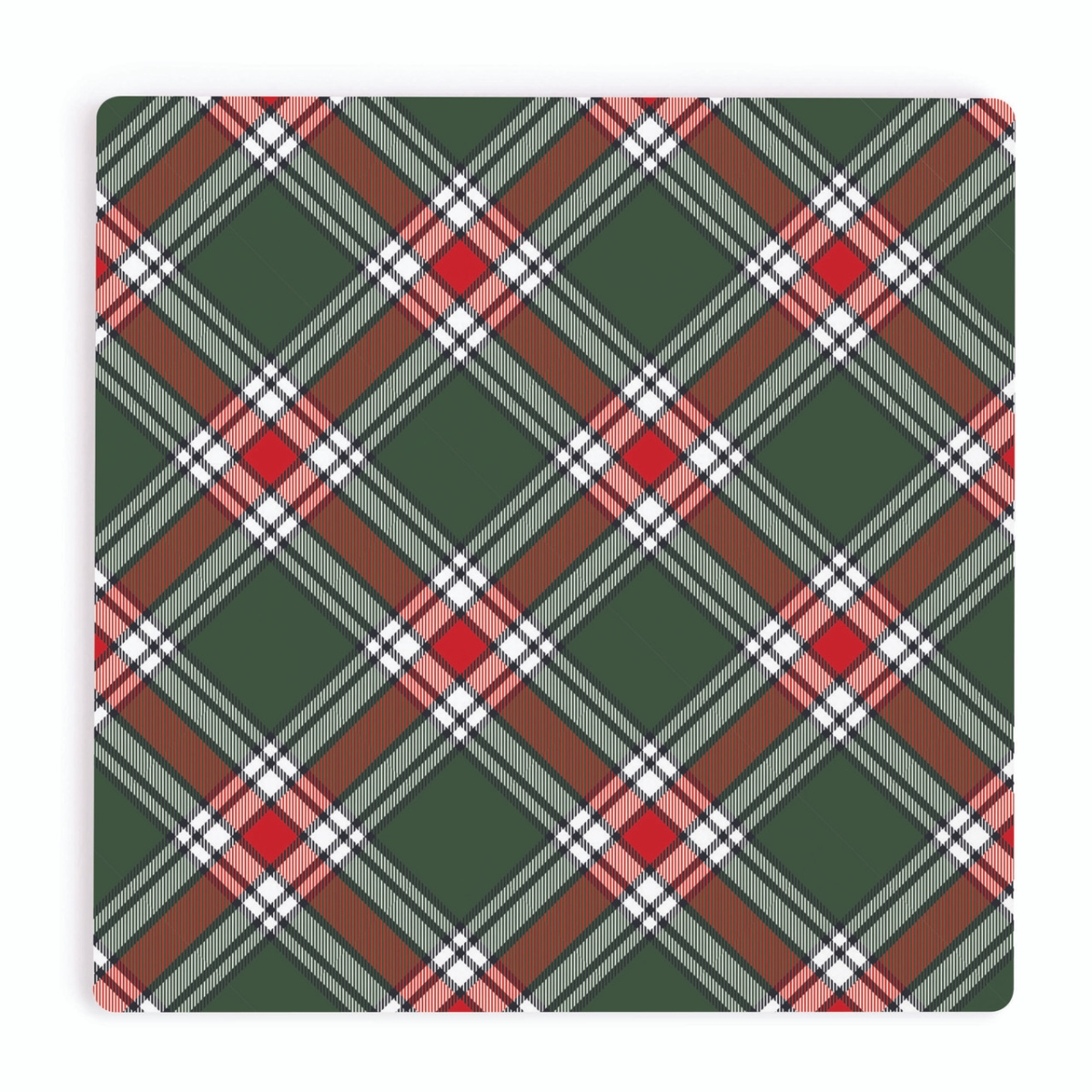 COA2100 4 x 4 in. Red, Cream & Black Christmas Coaster