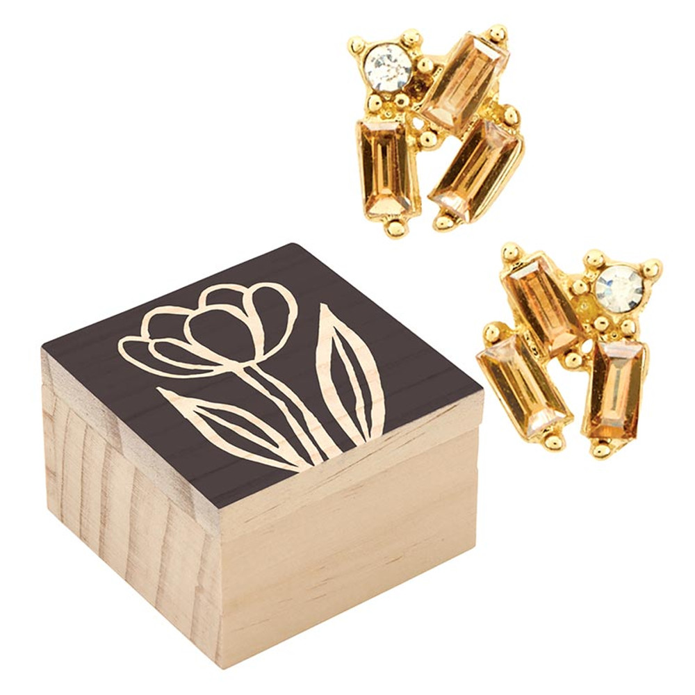 R0446 Treasure Box Earrings - Golden Shadow