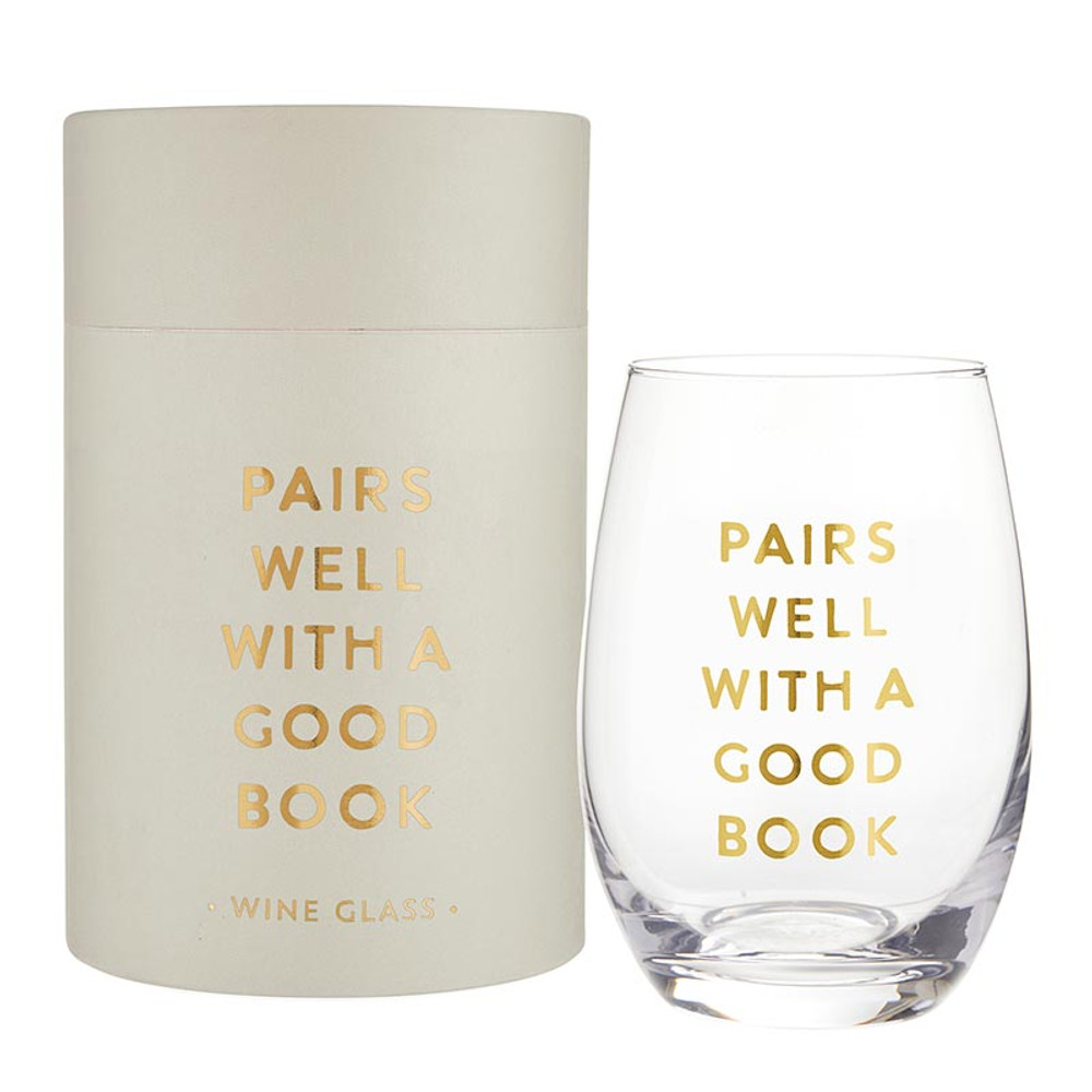 R0233 Stemless Wine Glass - Pairs Well with A Good Book