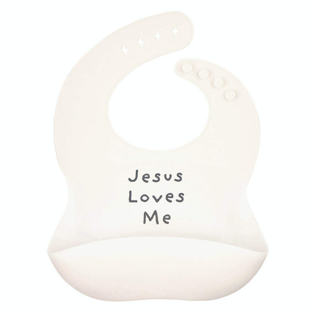 R1513 Stephan Baby Silicone Bib - Jesus Loves Me