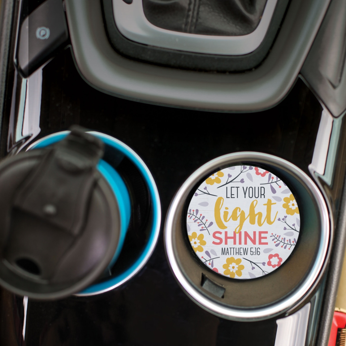 CSTS0653 2.75 in. Let Your Light Shine Ceramic Car Coaster