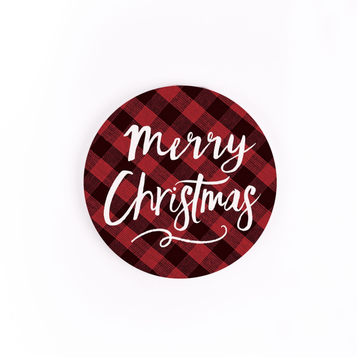 CSTS0685 2.75 in. Merry Red Plaid Car Coaster