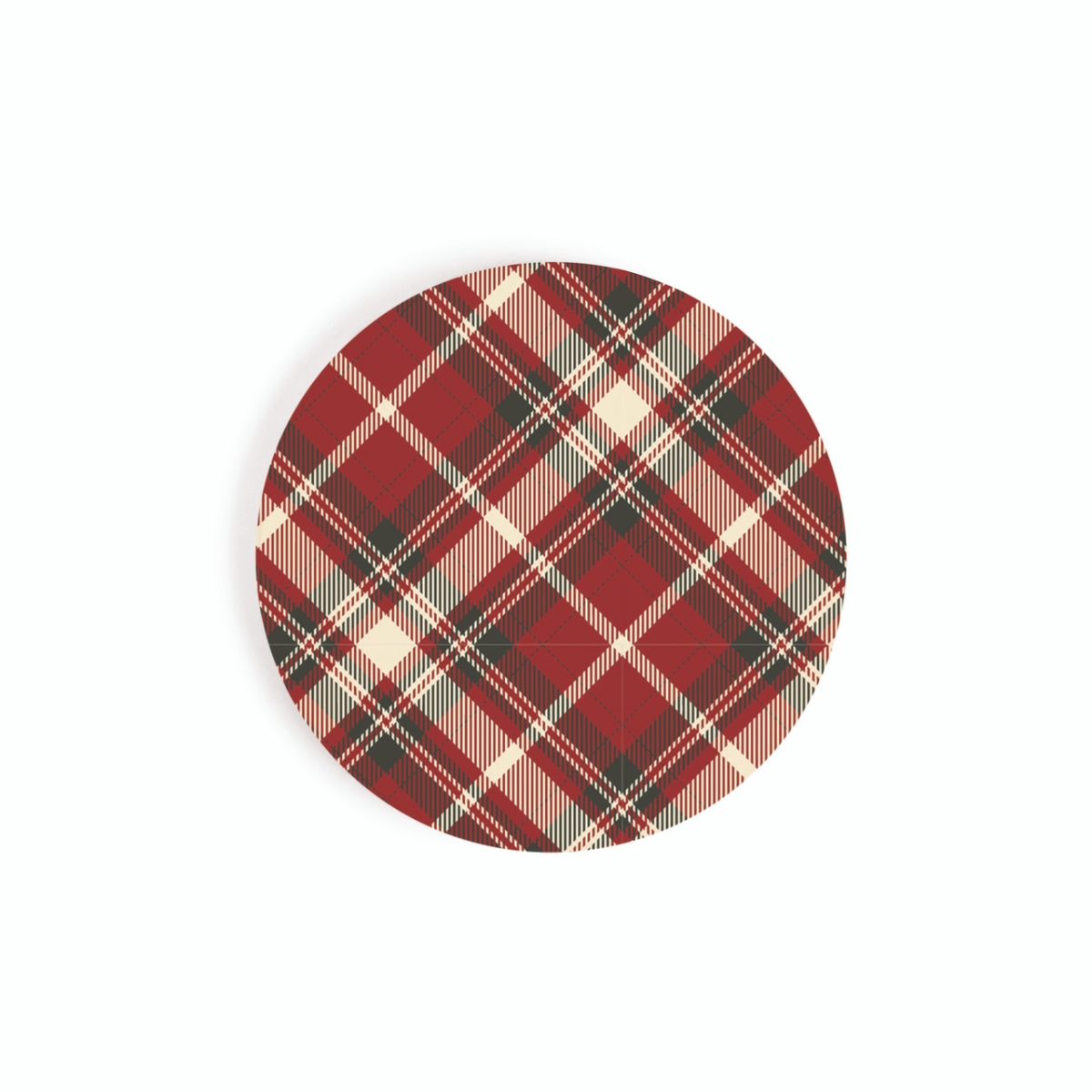 CSTS1068 2.75 in. Red Plaid Car Coaster