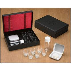 Portable Communion Set - Leather-Look Cover - 6 Cups - Complete Kit