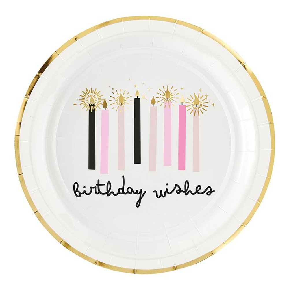 R1706 Foil Round Paper Plate - Birthday Wishes
