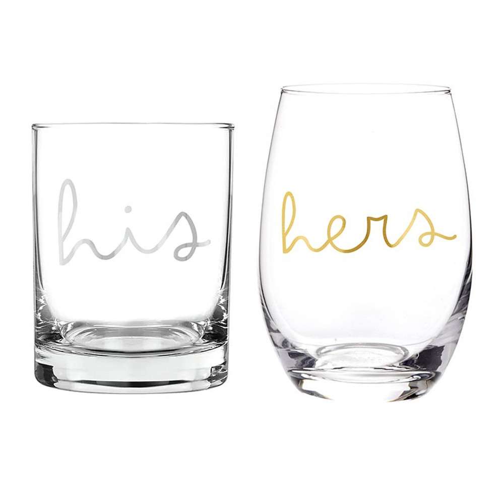 Picture of Christian Brands R1593 DOF & Stemless Wine Glass Set - His & Hers