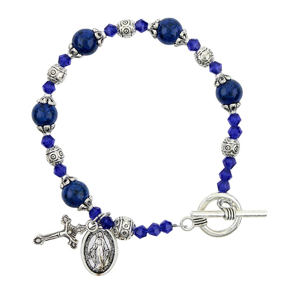 R2120 Sapphire Madonna Del Parto Rosary Bracelet