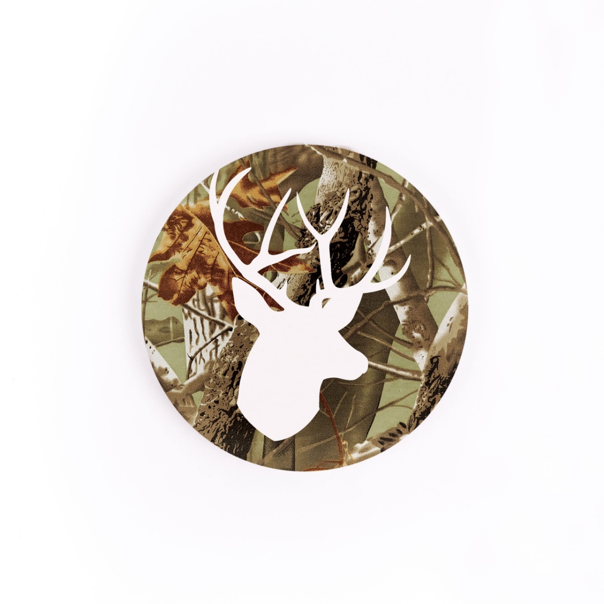 CSTS0589 2.75 in. Deer Camo Ceramic Car Coaster