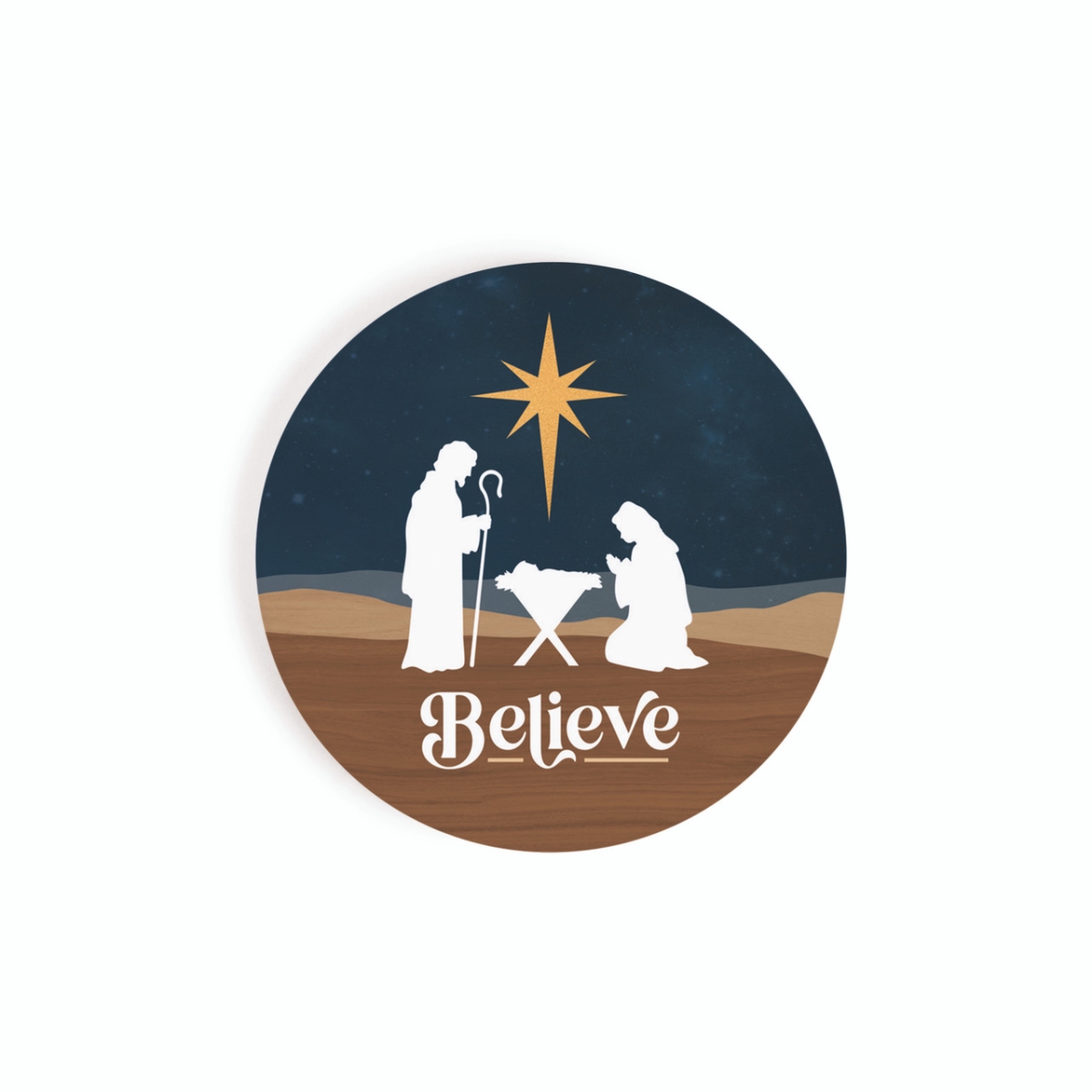 CST0808 2.75 in. Believe Ceramic Car Coaster