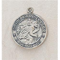 SS142 Sterling St. Christopher Medal with 18 in. Chain - Medium