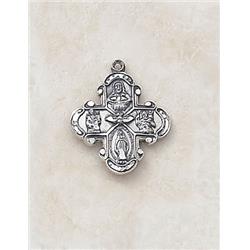 SS1520 Sterling Fancy Four Way Medal with 18 in. Chain - Small