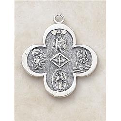 SS1529 Sterling Four Way Medal with 24 in. Chain - Large