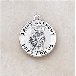 SS1538 Sterling St. Anthony Patron Saint Medal with 18 in. Chain - Medium