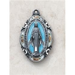 SS1751 Silver & Blue Miraculous Medal with 18 in. Chain