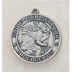 SS241 1 in. St. Christopher Medal with 20 in. Chain - Large