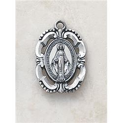 SS2434 Silver Miraculous Pierced Edge Medal with 18 in. Chain