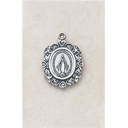 SS4550 Silver Miraculous Medal with 18 in. Chain - Small
