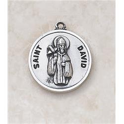 SS727-13 Sterling Patron Saint David Medal with 20 in. Chain