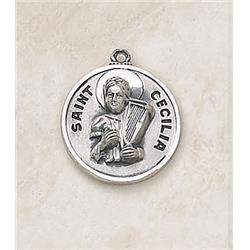 SS729-13 Sterling Patron Saint Cecilia Medal with 18 in. Chain