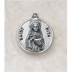 SS729-47 Sterling Patron Saint Rita Medal with 18 in. Chain