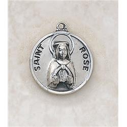 SS729-48 Sterling Patron Saint Rose Medal with 18 in. Chain