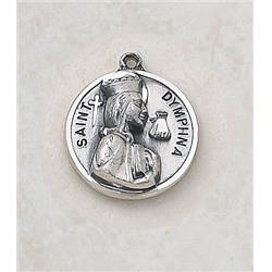 SS729-52 Sterling Patron Saint Dymphna Medal with 18 in. Chain