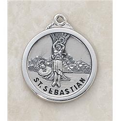 SS7583 Sterling St. Sebastian Athletes Special Devotion Medal with 18 in. Chain